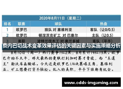 费内巴切战术变革效果评估的关键因素与实施策略分析
